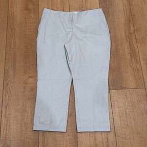 So Slimming Chico's 2 Pants Cuffed Stretch Cropped Career Pants Gray US 12